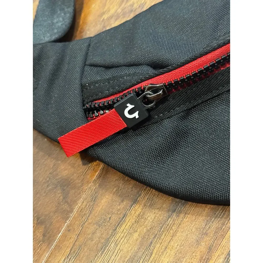 True Religion Fanny Pack Black Red Logo Coped Belted New with tags Unisex